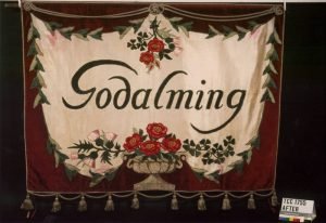 Banner designed by Gertrude Jekyll for the Godalming NUWSS