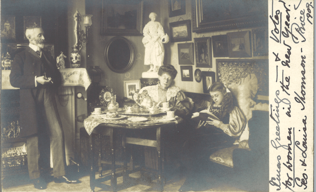 Louisa Thomson Price and her husband, George, at home in 1909.
