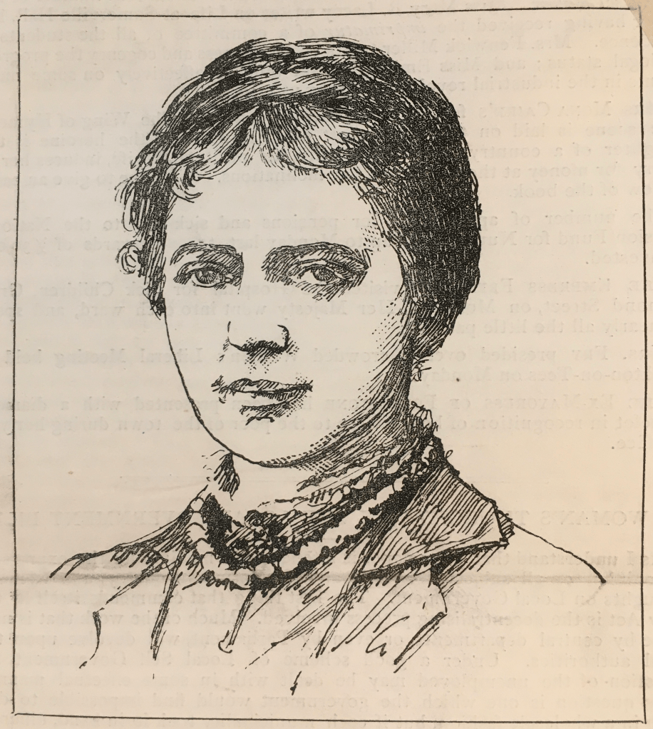 Amy Bell (1859-1920) from the Women's Penny Paper in 1888.