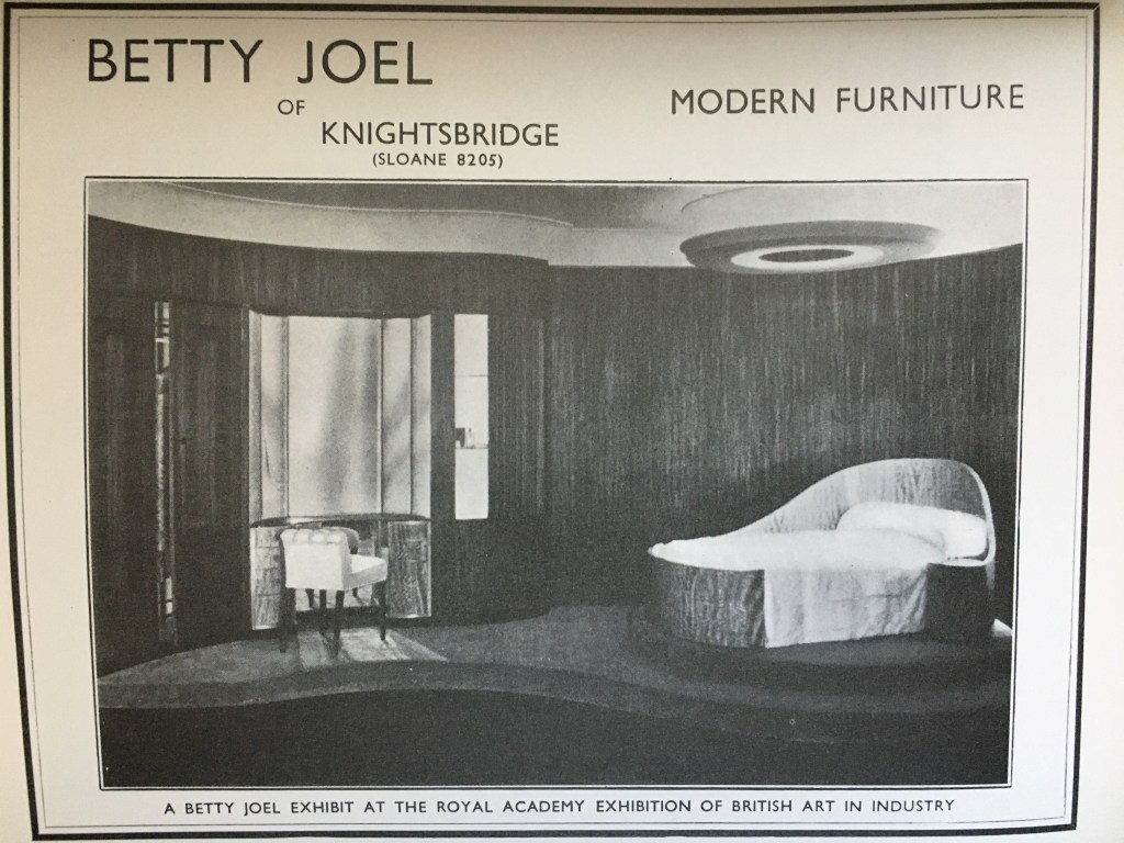 Betty Joel's prize winning bedroom set from the 1935 exhibition, 'British Art in Industry' at the Royal Academy.