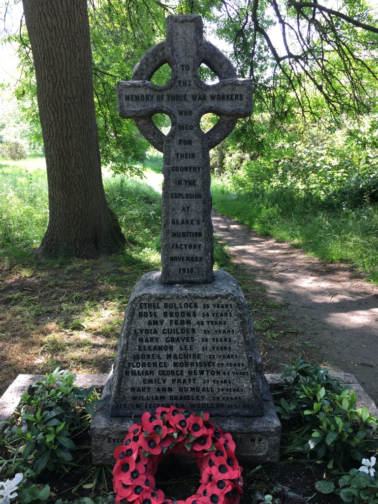 Monument for workers killed at the WE Blake Explosive Loading munitions factory in November 1918