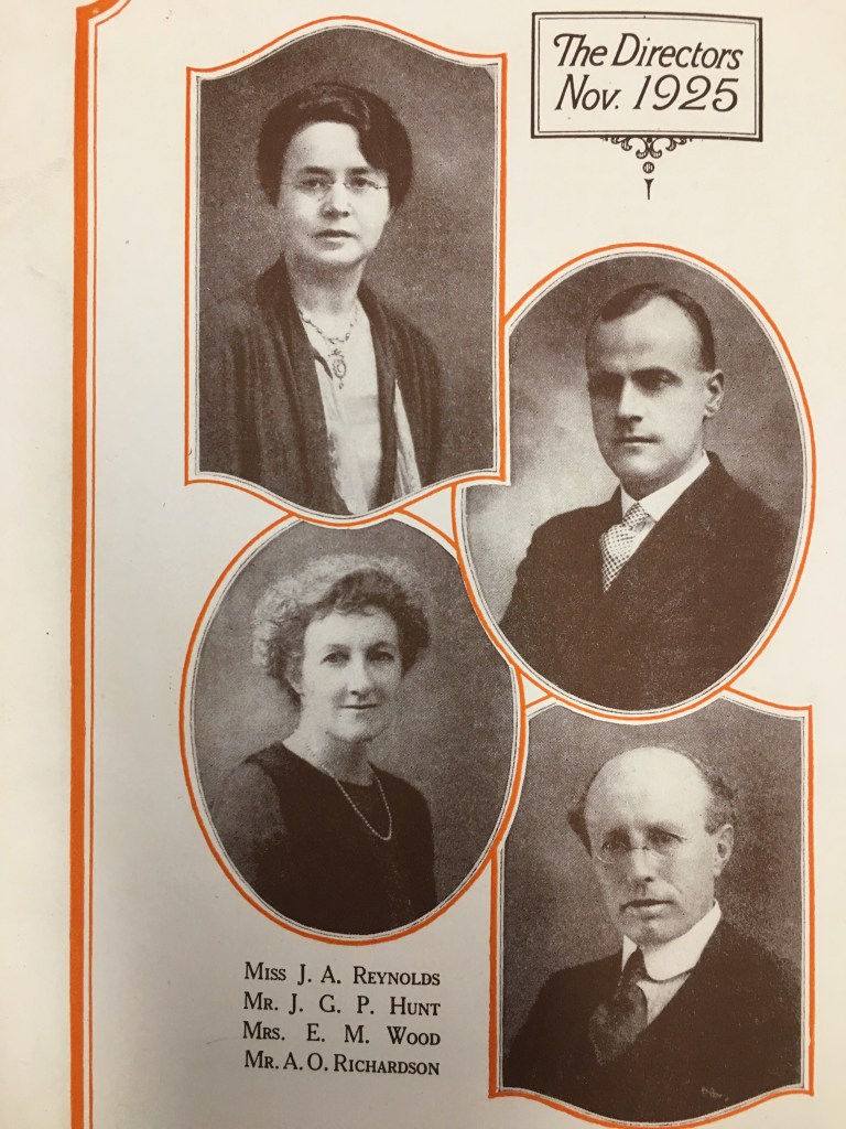 The Directors of Samson Clark Advertising Agency in 1925 including Jessie A Reynolds and Ethel Wood